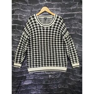 Torrid Sweater Womens 1X Black White Houndstooth Soft Cozy Preppy Academia Tunic